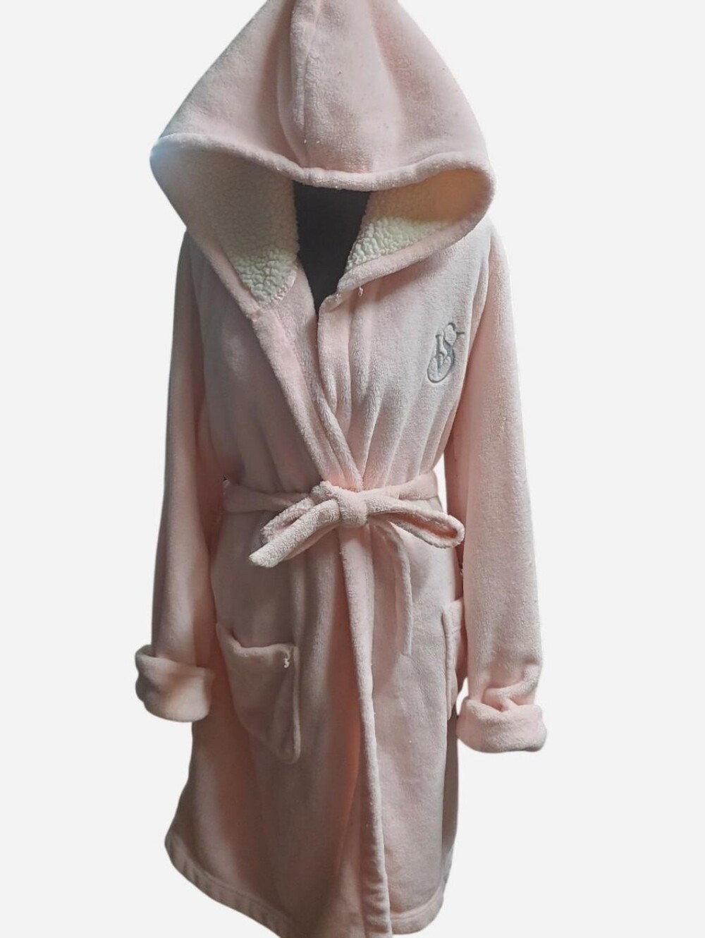 Victoria's Secret Bathrobe Womens XL Pink Plush Belted Sherpa Lining Lounge